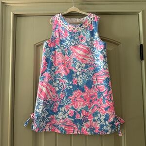 LILY PULITZER Girls Vibrant Colorful Tropical Shift Dress Size 8 EUC Pink/Blue